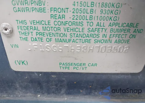 2008 Subaru Forester 2.5X L.l. Bean Edition из США, поврежденный, VIN JF1SG67638H703502